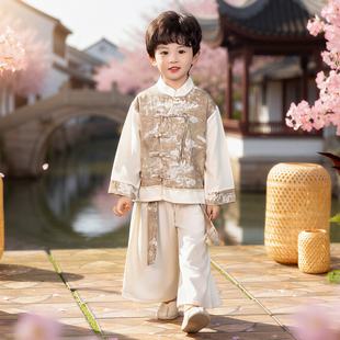 汉服儿童中国风春秋季高端古装唐装套装男女童改良日常国学演出服