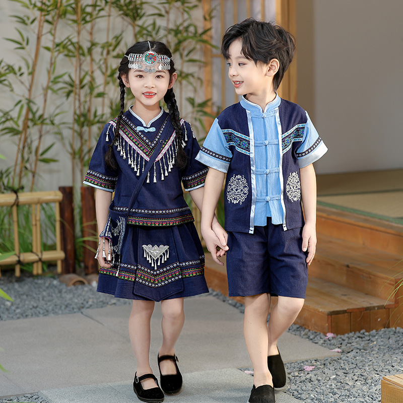 男童短袖汉服套装夏季2024新款三月三宝宝夏装衣服儿童中国风唐装