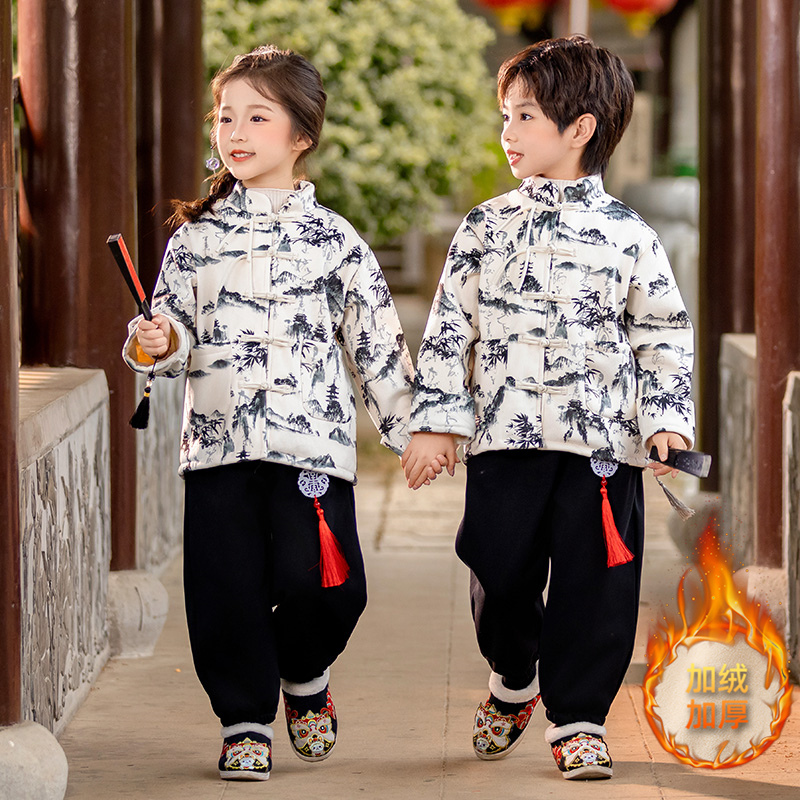 童装古装唐装民族服饰表演服加绒加厚秋冬季