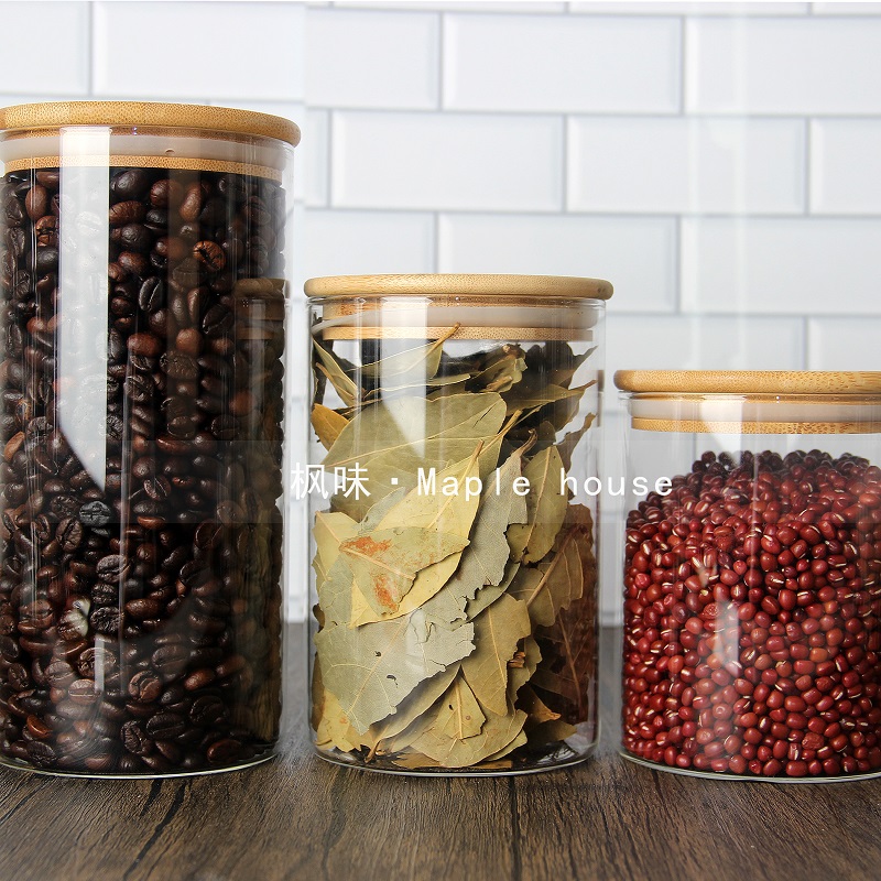 样板间厨房密封罐摆件玻璃咖啡豆