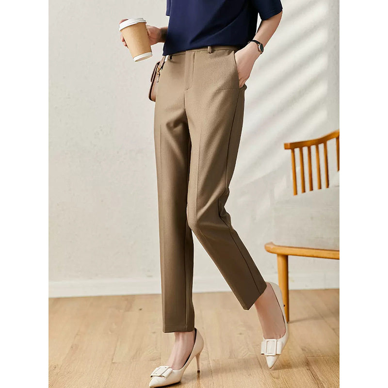 现货厂家直批锥形休闲裤西裤女新款高腰显瘦宽松小个子直筒烟管裤