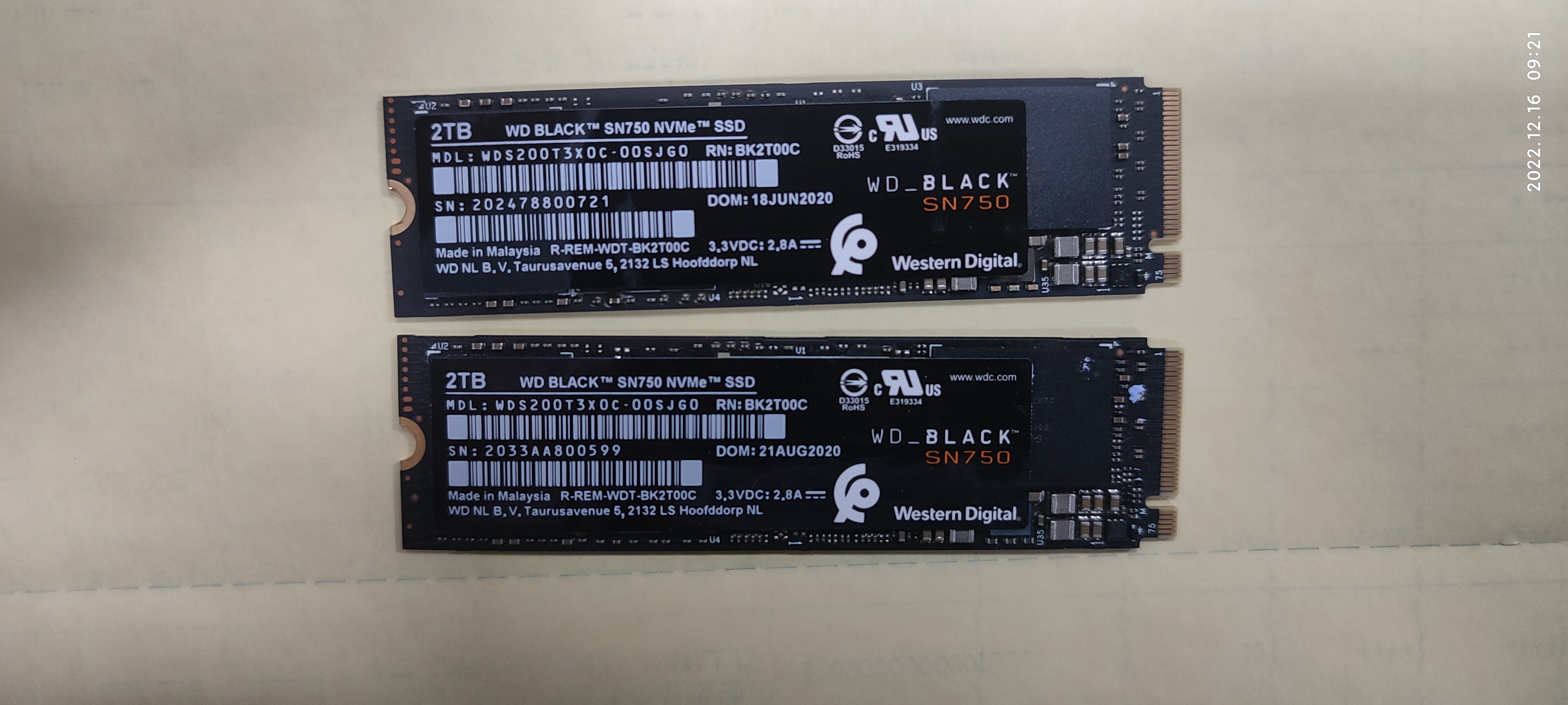 西数sn750 2t m.2 nvme固态硬盘  拆机