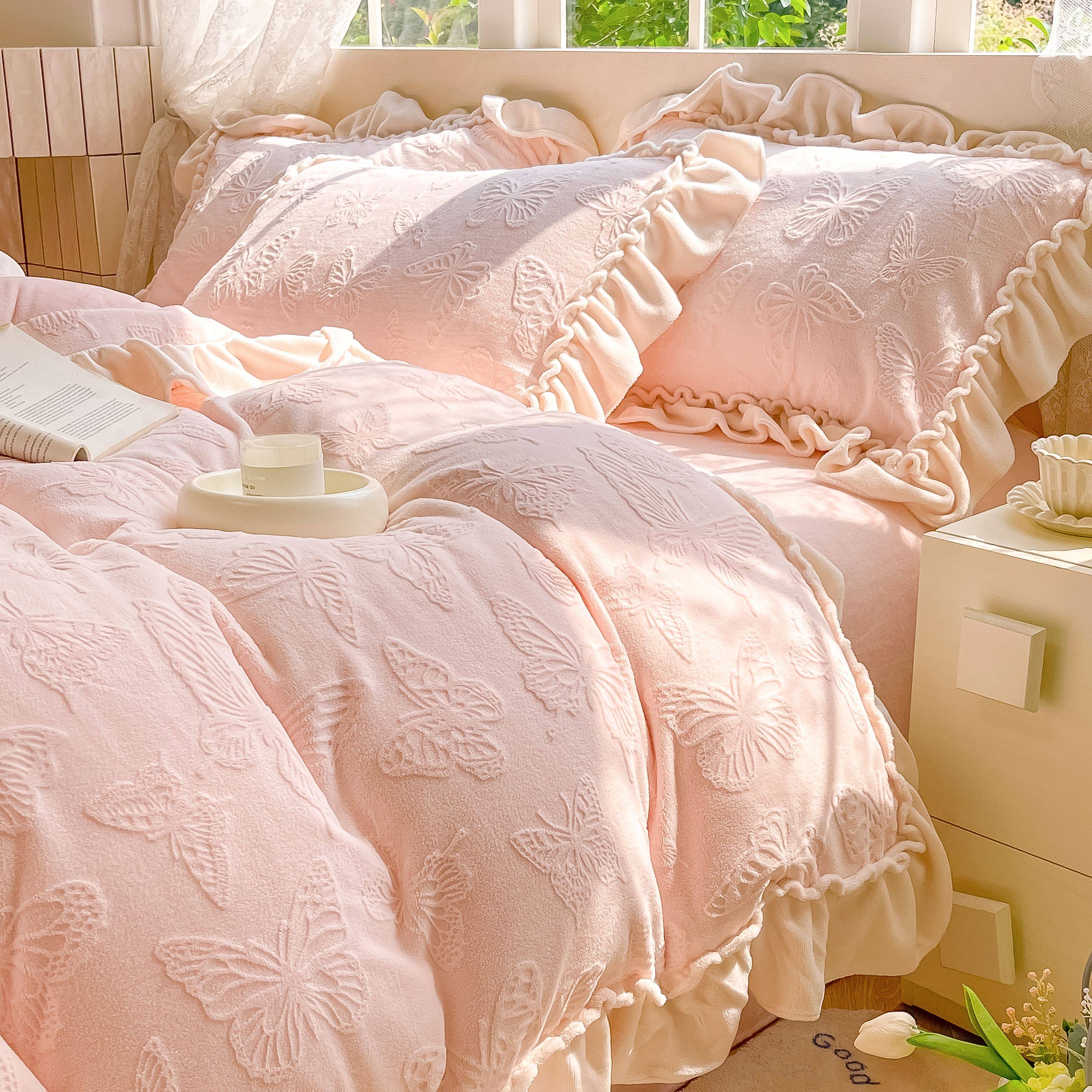 家居好物牛奶绒木耳边四件套立体雕花绒被套床上用品保暖珊瑚绒4,床上用品,床品套件/四件套/多件套,淘宝优惠券,粉丝福利购,淘宝优惠卷