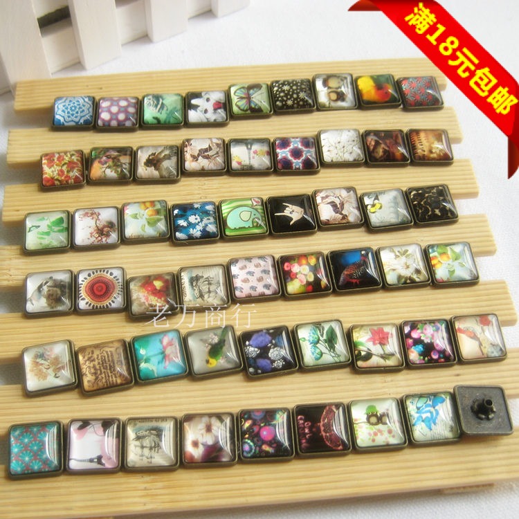 新款四合扣锌合金时光宝石方形多款花样17MM四合扣配铜633底三件