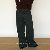 女宽松垂感显瘦直筒裤 vodka&soda 秋冬复古慵懒风灯芯绒阔腿裤 厚