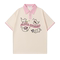 CSVQ PINK GIRL COLOR-BLOCKED SHORT SLEEVE T-SHIRT WOMENS POLO SHIRT FUN CARTOON AGE-REDUCING CASUAL VERSATILE LAPEL TOP