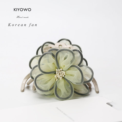 新款高级感山茶花气质盘发抓夹女