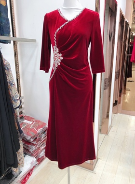 富贵依枝花妈妈婚礼旗袍裙礼服2023秋喜婆婆婚宴丈母娘结婚敬酒服