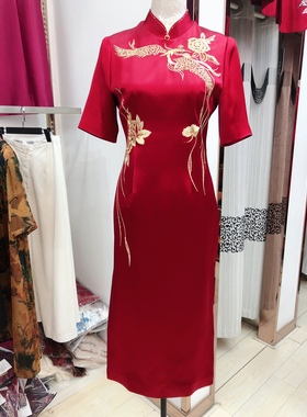 高端优雅喜妈妈婚礼旗袍裙礼服2023夏喜婆婆婚宴丈母娘结婚敬酒服