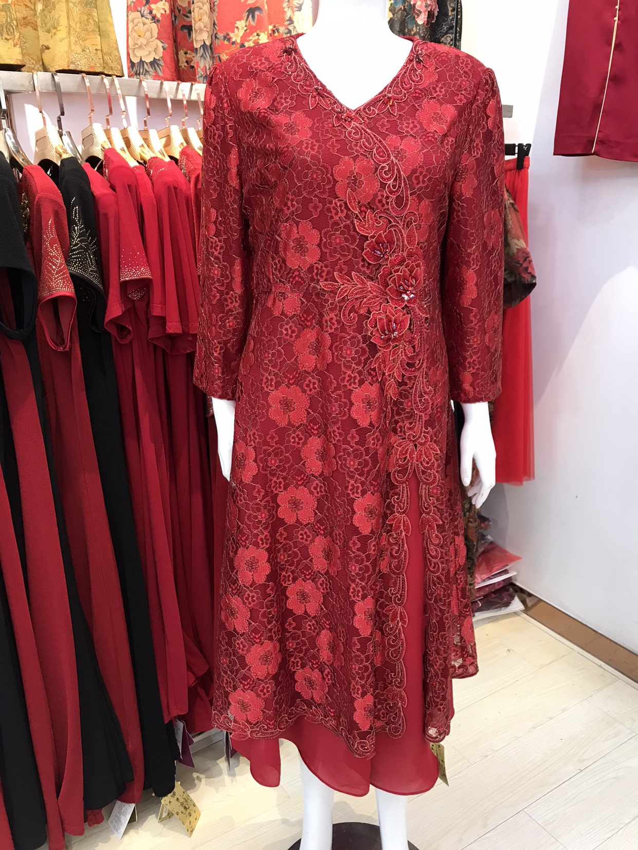 富贵依枝花229113半袖礼服裙子