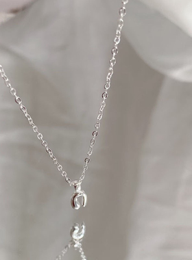 s925纯银U形项链简约小巧马蹄锁骨链时尚冷淡风气质日常百搭颈链