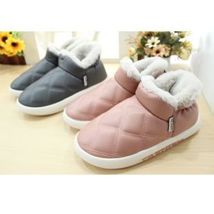 外穿棉拖鞋 保暖棉窝窝男式 pu面防水女士棉鞋 丰润家包跟情侣棉拖鞋