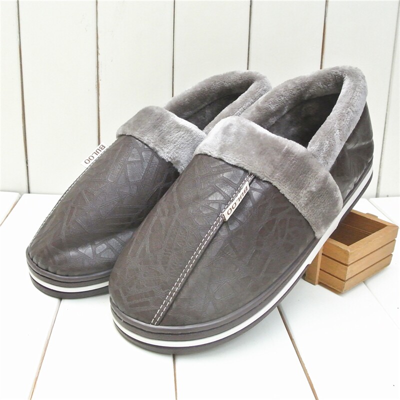 冬季男式全包跟棉拖鞋防水pu面毛毛拖鞋女生居家防滑棉窝窝男棉鞋