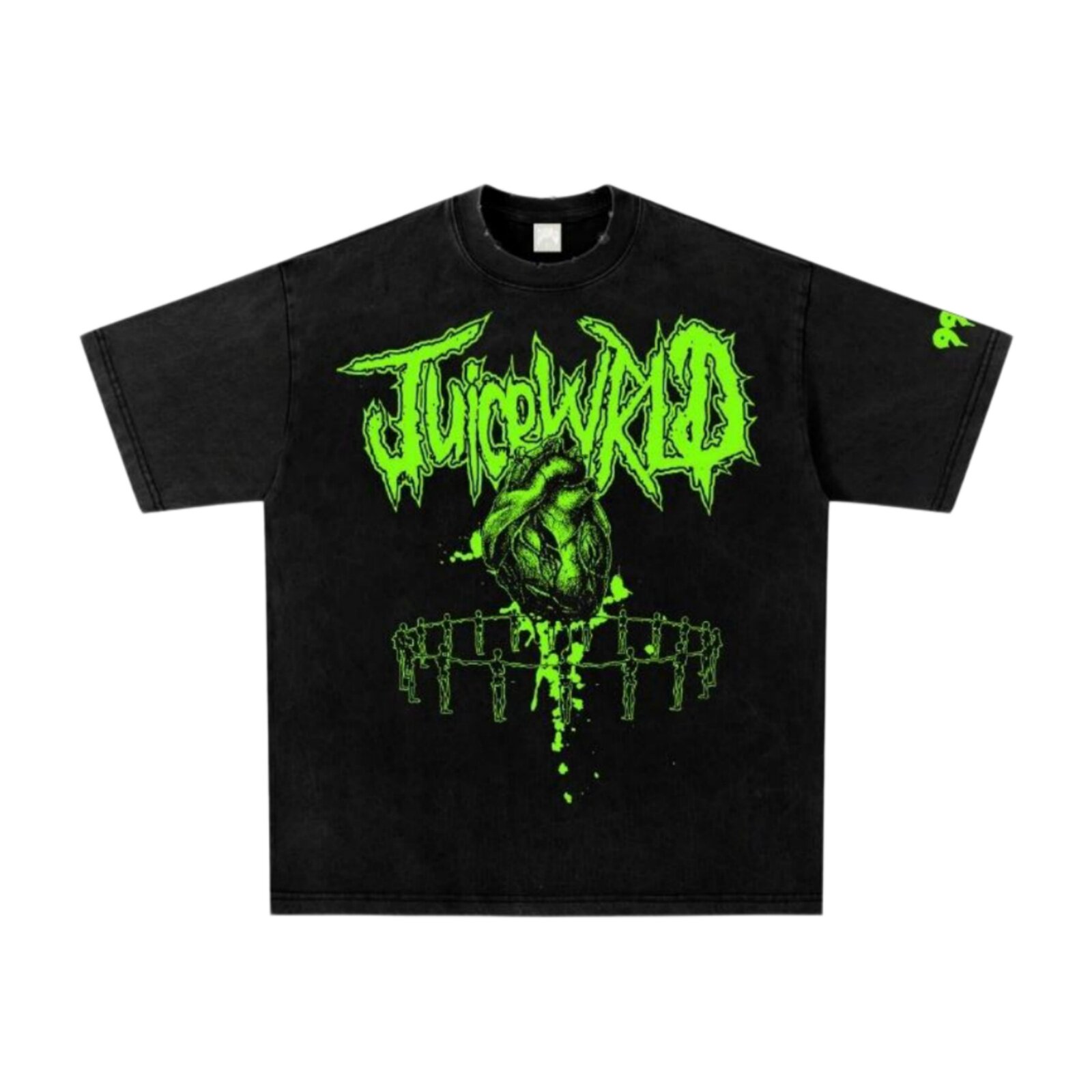 Juice Wrld 血液心脏短袖T恤男女通用圆领潮流宽松潮流街头个性