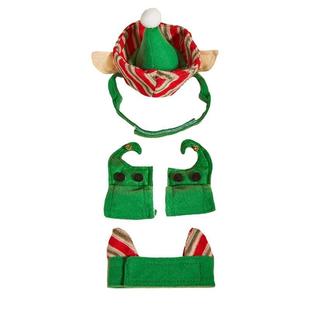 节日款 红绿色宠物发箍头饰 圣诞树帽子毛球星星彩灯绒毛鹿角经典