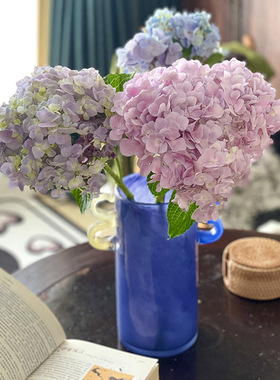 家居客厅蓝色玻璃花瓶手工水培鲜花花瓶摆件桌面插花花器装饰品