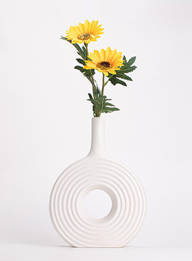 壁月花瓶现价新中式创意陶瓷花器摆件家居客厅玄关电视柜花插装饰