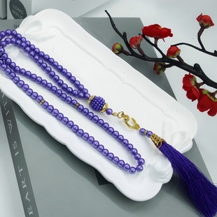 99粒仿珍珠念珠泰斯比哈手持计数手串挂绳器temu
