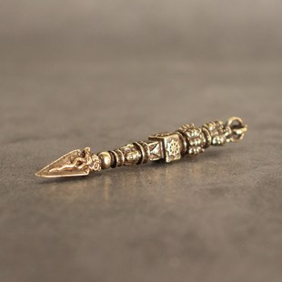 黄铜西藏密宗法器六道轮回九股金刚杵降魔杵摆件钥匙扣挂件古铜器