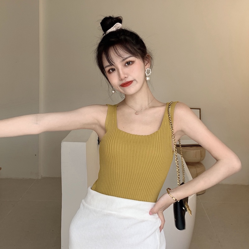 Real price real shot ins super fire vest bottoming shirt knitted back with blouse for women