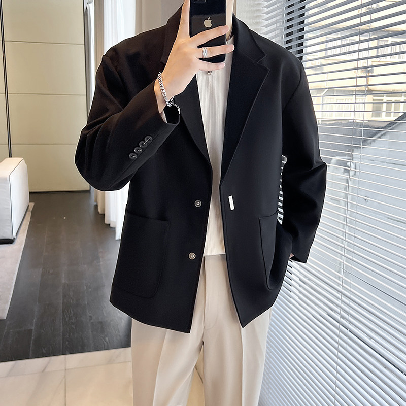 2025秋季新款男士休闲帅气磁吸扣西装外套W208-P100，男装西服套装，电商B307