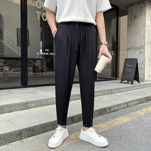 2025夏季纯色松紧男士百搭冰丝裤锥形裤7K3088-P45图片