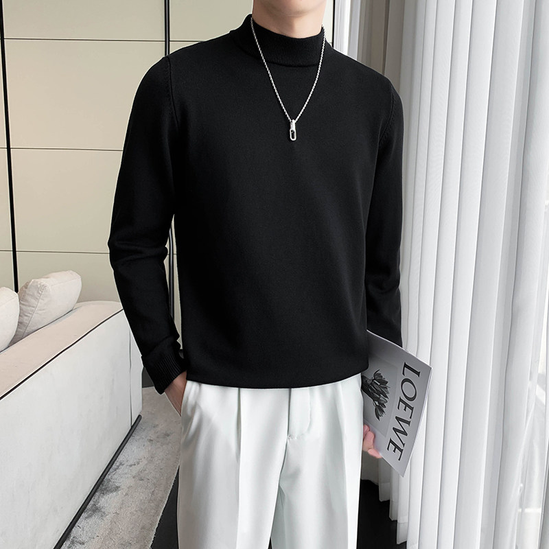 2022直播百搭纯色半高领毛衣针织衫4M010-P40，男装针织衫/毛衣，电商B307