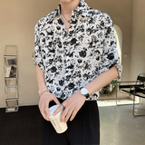 直播男士雪纺短袖帅气垂感花衬衫CS700-P50，男装T恤，电商B307