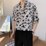 直播男士雪纺短袖帅气垂感花衬衫CS700-P50，男装T恤，电商B307