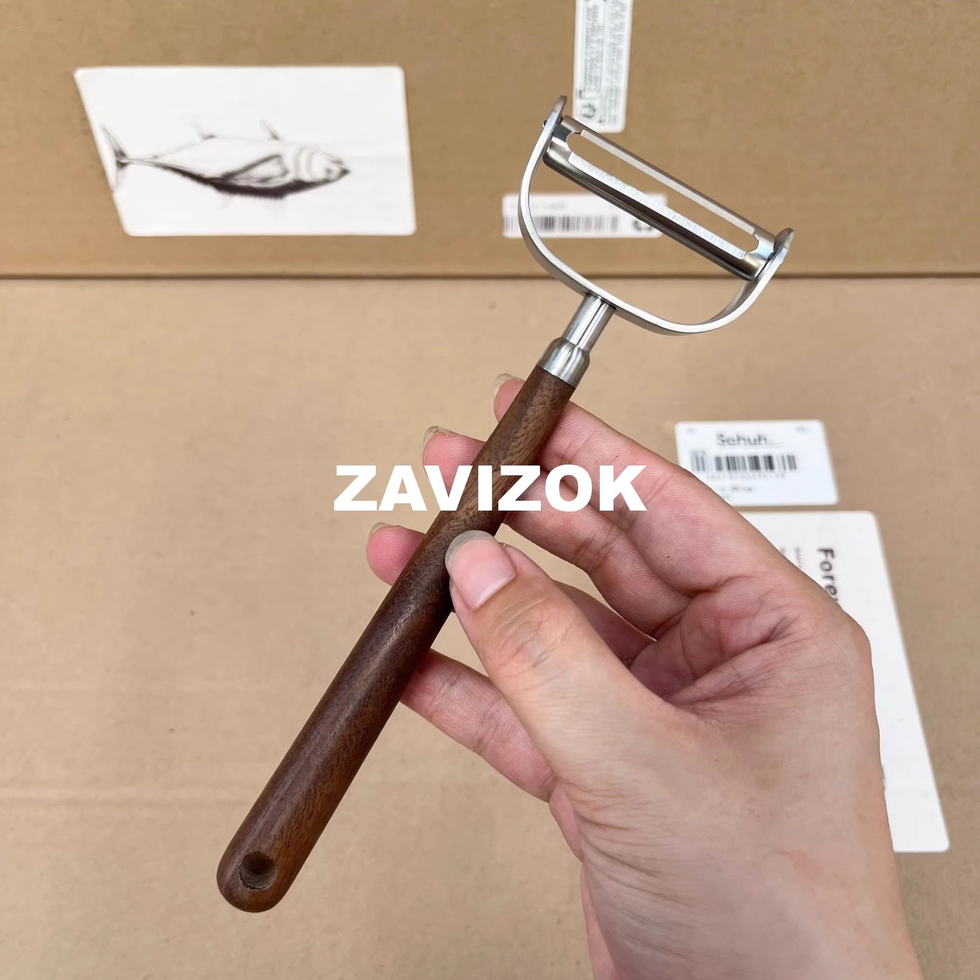 【复古好物】 ins风胡桃木手柄T型削皮器日式风削皮刀加厚304刀头