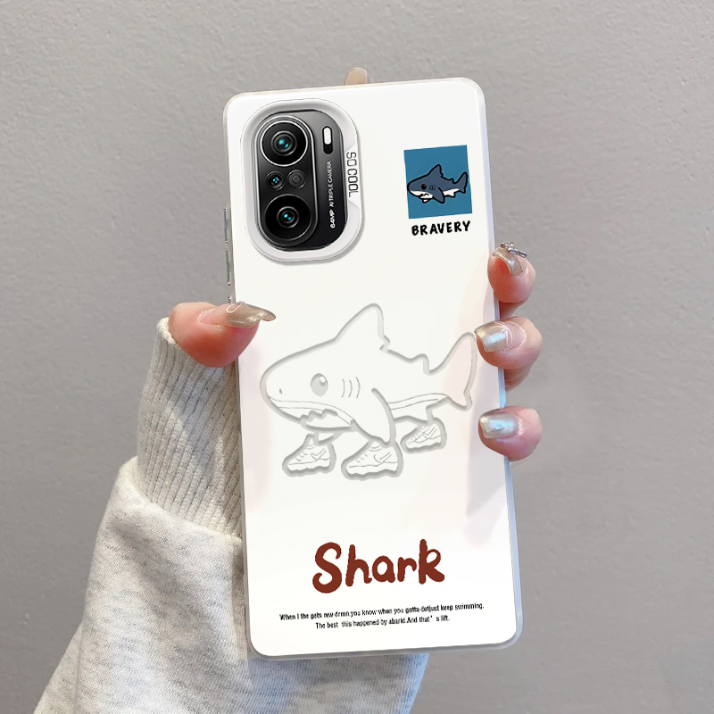 红米K40白底穿鞋鲨鱼磨砂彩银