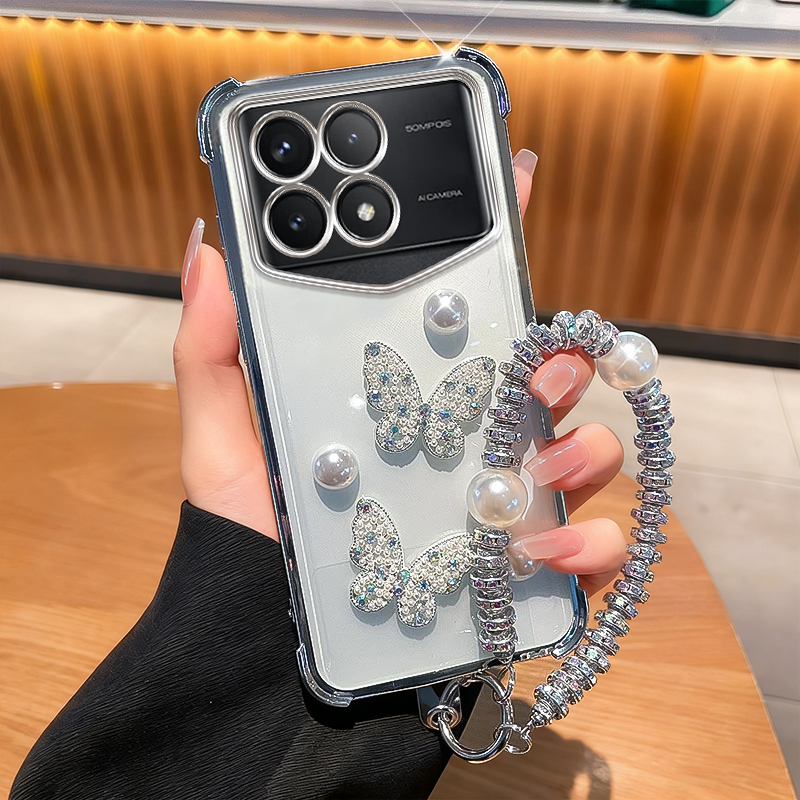 红米K70珍珠蝴蝶电镀四角防摔