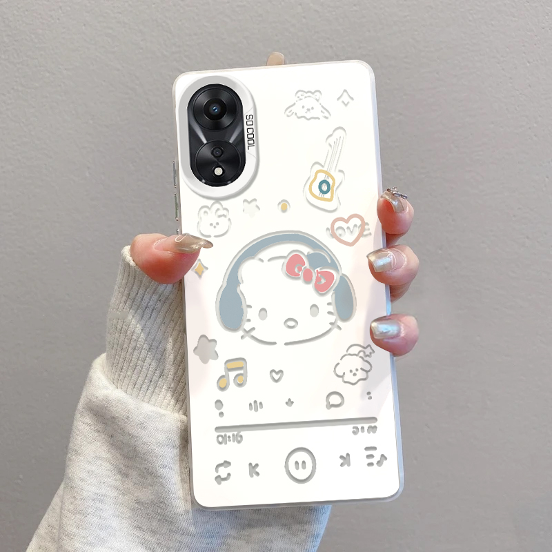 OPPOA58手机壳耳机凯蒂猫彩银