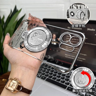 适用OPPOK13Turbo手机壳八方来財电镀无边框OPPO高级感简约防摔K13TurboPro解压旋转亿支架保护套