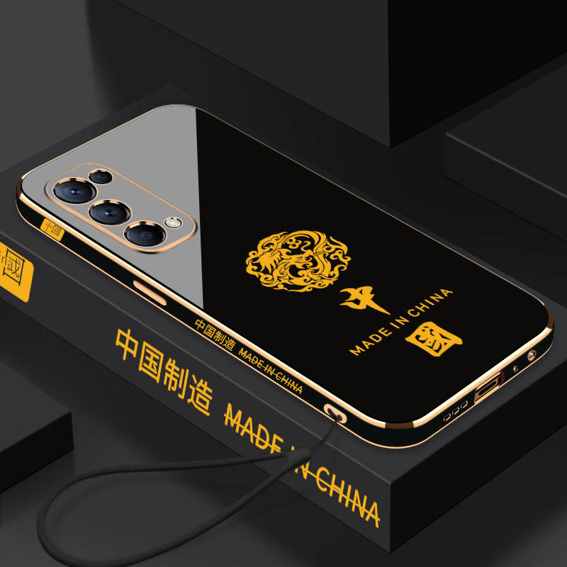 电镀中国金龙OPPOReno5手机壳全包超薄镜头OPPO时尚潮流新款Reno5K硅胶防摔个性创意5K电镀软壳男女款保护套