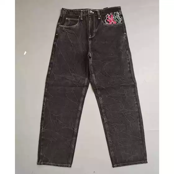 2025 Spring New Men's Thickened Denim Pants Heavy Wash Embroidery Autumn and Winter Stylish Skateboard Jeans
