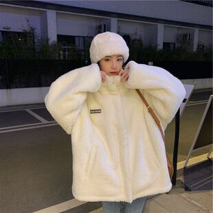 羊羔毛外套女秋冬季百搭棉服2026学生新款ins港风加绒加厚上衣潮