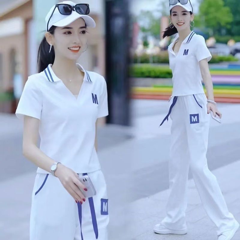 休闲运动服套装女士2026夏季新款时尚小个子减龄短袖阔腿裤两件套