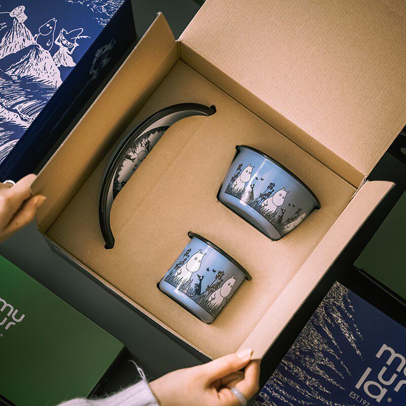 芬兰muurla姆明搪瓷杯包装盒