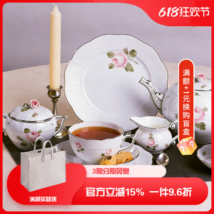 匈牙利Herend海兰德赫伦铂金玫瑰系列咖啡杯碟餐盘奶壶茶壶