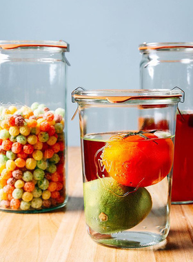 德国WECK玻璃罐密封罐带盖食品级瓶子泡菜罐五谷杂粮收纳盒储物罐