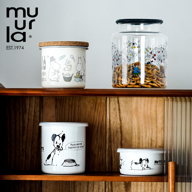 muurla芬兰点心饼干桶密封储物罐糖果罐搪瓷食品烘焙罐收纳桶