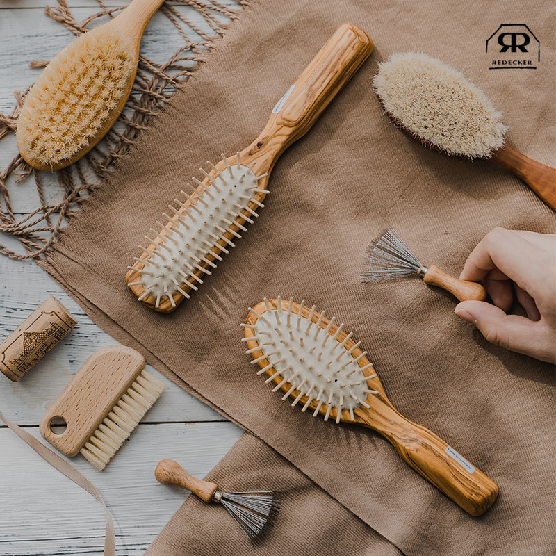 德国redecker橄榄木长发按摩梳子