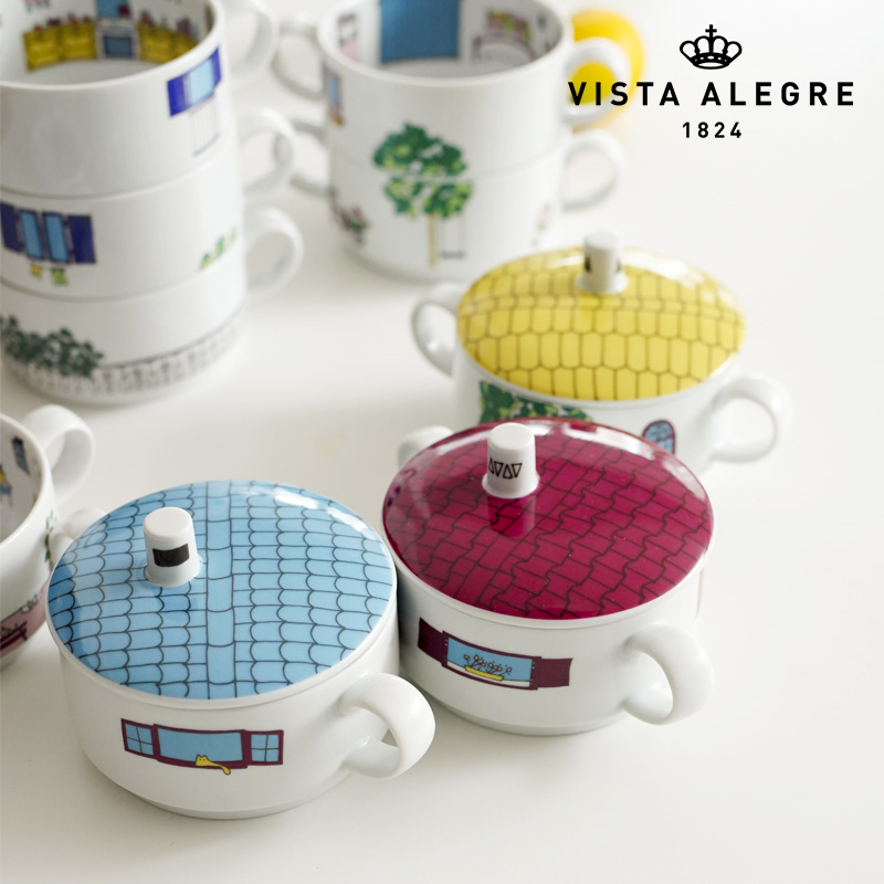 Vista Alegre葡萄牙BAIRRO DAS FLORES儿童多层双耳碗餐具陶瓷