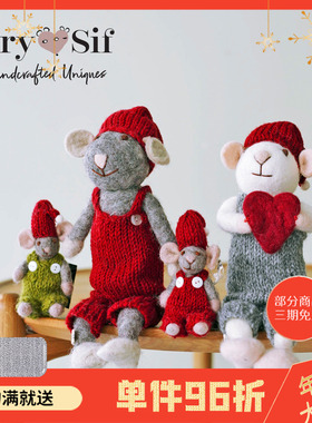 Gry&Sif丹麦设计羊毛毡艺术摆件手工花环蝴蝶老鼠圣诞新西兰羊毛