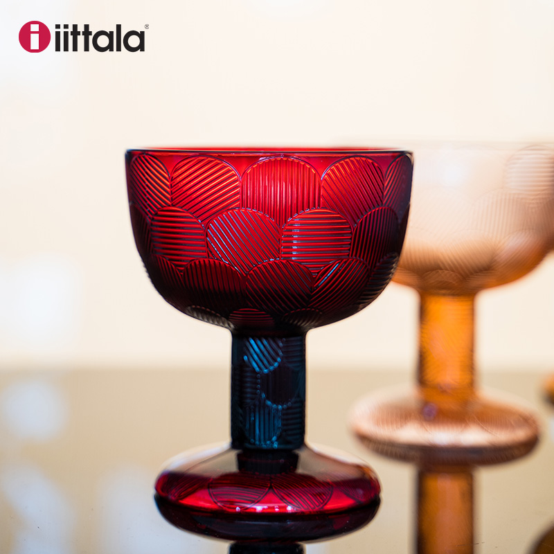 iittala北欧玻璃高脚沙拉甜品碗