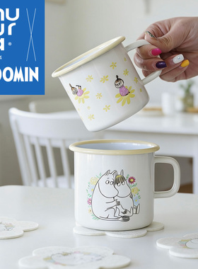 芬兰muurla姆明花朵系列搪瓷杯moomin杯子桦木托盘马克杯玻璃花瓶
