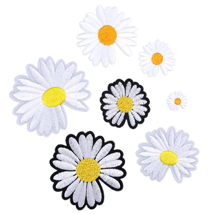 手工刺绣小雏菊花朵补丁布贴手缝自粘衣服装饰贴图案裤子破洞补贴