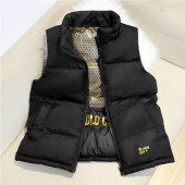 免洗儿童羽绒棉马甲秋冬新款 亮面男女童外穿坎肩中大童黑金加厚背