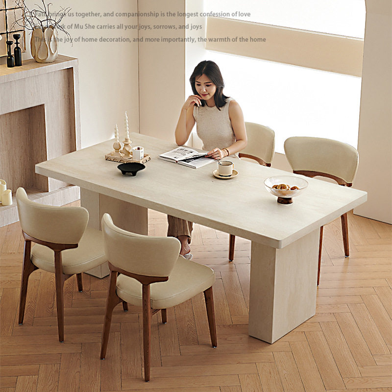 法式复古洞石加厚岩板餐桌椅组合现代家用设计师样板房中古长餐桌,商业/办公家具,餐桌椅系列,淘宝优惠券,粉丝福利购,淘宝优惠卷